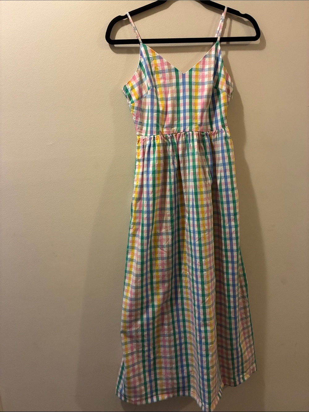 J crew Multicolor Plaid gingham Sundress - Strappy V-Neck - 0P - cotton